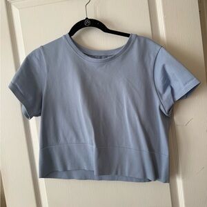 aerie Powder Blue Short Sleeve Crop Tee